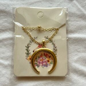 Gold Crescent Pendant Necklace